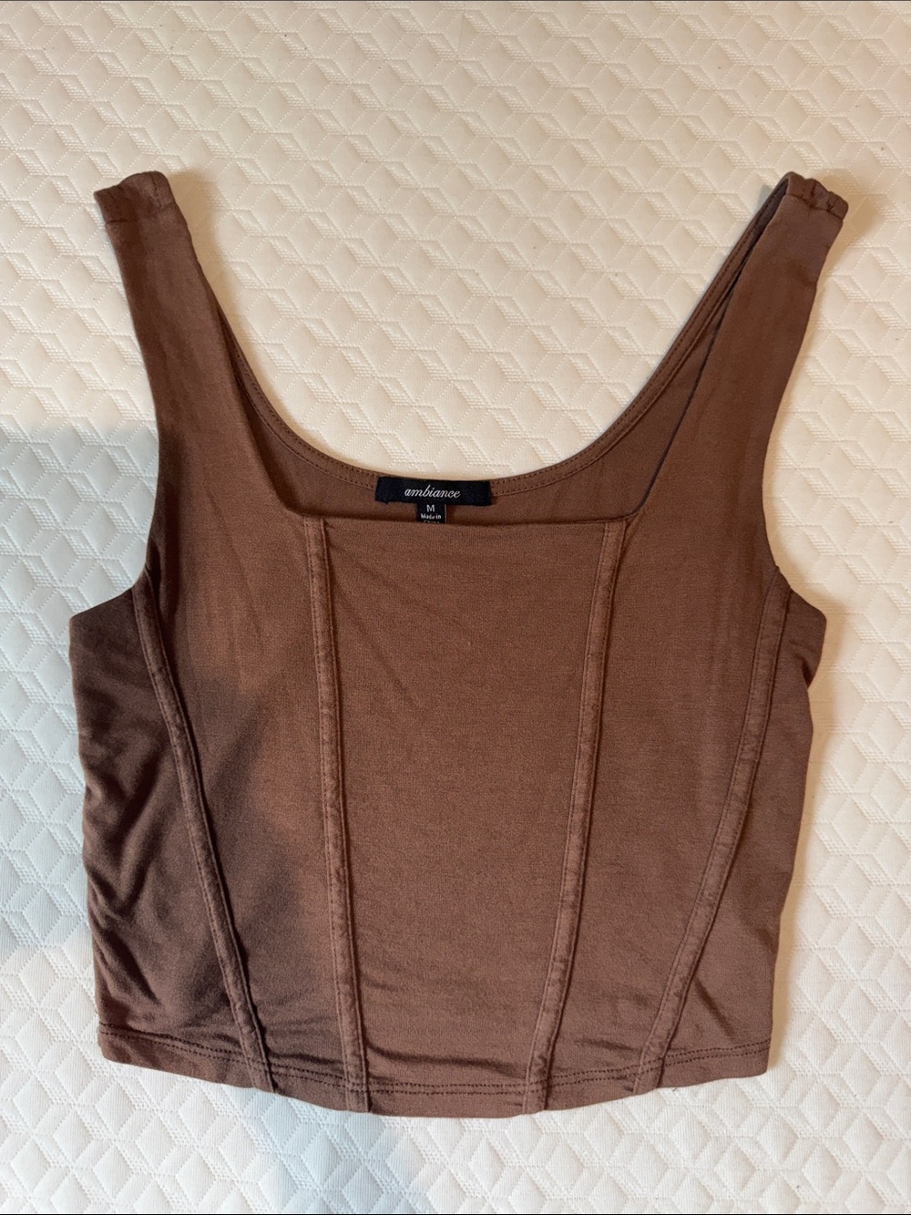 Ambiance Chocolate Brown Square-Neck Crop Tank